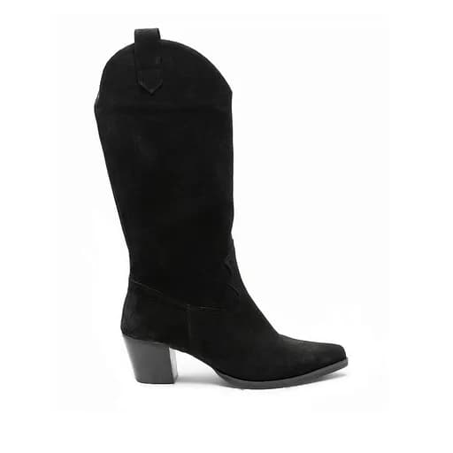 Bigshoes MX9126-01 Δερμάτινη Μπότα 6cm Μαύρο