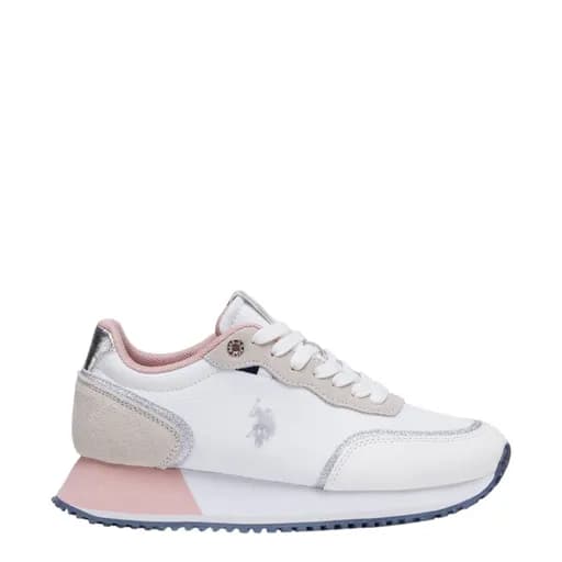 Γυναικεία sneakers U.S.POLO ASSN SACHA007-WHI-PIN01 NYLON-SUEDE λευκό