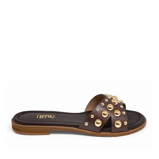 Bigshoes GA0218-05 Δερμάτινη Παντόφλα Καφέ
