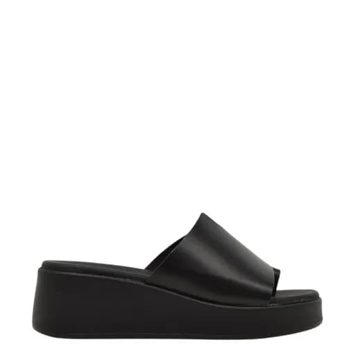 Γυναικείες παντόφλες/flatforms Ragazza 01131 μαύρο δέρμα
