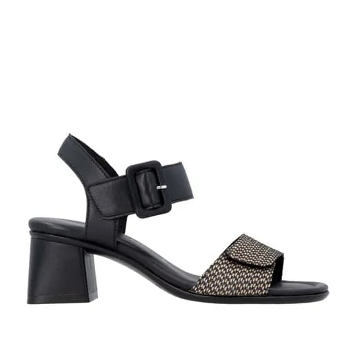 Remonte D1K51-04 Ανατομικά Δερμάτινα Πέδιλα 5cm Μαύρο