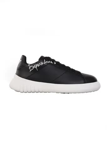 EMPORIO ARMANI ΠΑΠΟΥΤΣΙΑ SNEAKERS WOMAN ΛΟΓΟΤΥΠΟ ΜΑΥΡΟ