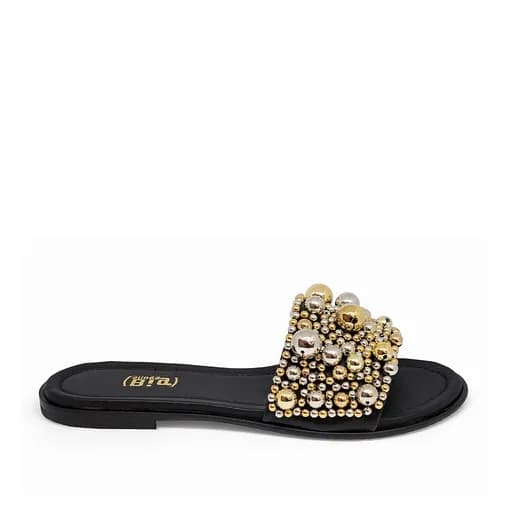 Bigshoes GA1215-01 Δερμάτινη Παντόφλα Μαύρο
