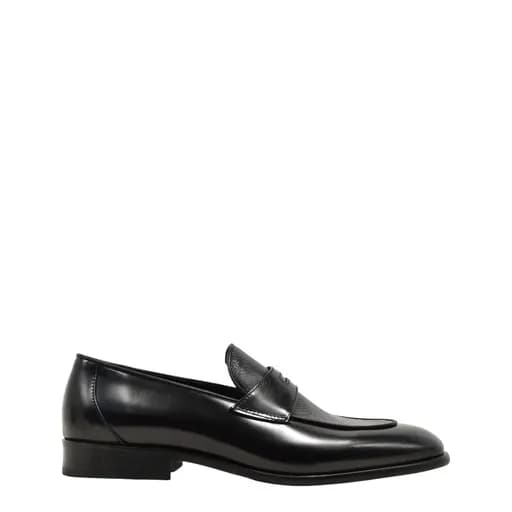 Ανδρικά μοκασίνια BOSS D7694 BLACK FLORENTIC μαύρο δέρμα