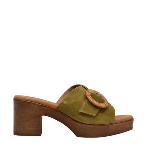 Γυναικεία mules Eva Frutos 5611 λαδί δέρμα nubuck