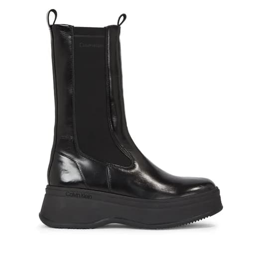 Γυναικεία Δερμάτινα Μποτάκια Calvin Klein HW0HW01686 BEH Μαύρα