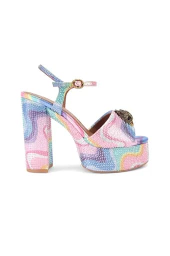 KURT GEIGER ΠΑΠΟΥΤΣΙΑ ΠΕΔΙΛΑ KENSINGTON PLATFORM SDL ΣΤΡΑΣ LOGO ΠΟΛΥΧΡΩΜΟ