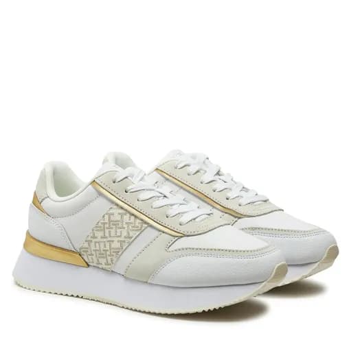 Γυναικεία Δερμάτινα TH Monogram Sneakers Λευκά Tommy Hilfiger FW0FW08387-0K4