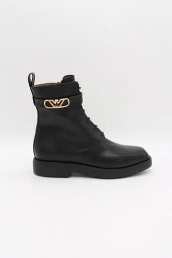 EMPORIO ARMANI ΠΑΠΟΥΤΣΙΑ ΜΠΟΤΕΣ ΑΡΒΥΛΑΚΙ LOGO ΦΕΡΜΟΥΑΡ ΜΑΥΡΟ