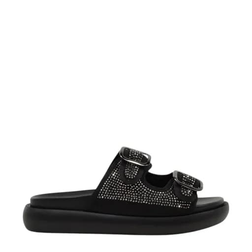 Γυναικείες παντόφλες/flatforms Seven 418-700 BLACK LYCRA PEWTER STRASS U470041824I8 μαύρο