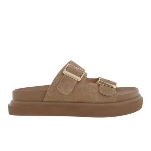 Γυναικεία Δερμάτινα Σανδάλια Exe HS53023-2 Μπεζ Σκούρο Καστόρι W403R232238Z