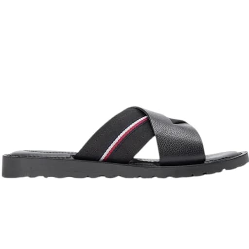 Ανδρικές Δερμάτινες Παντόφλες Tommy Hilfiger FM0FM05783-BDS Μαύρες