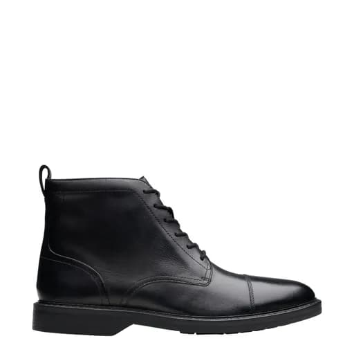 Ανδρικά μποτάκια Clarks Aldwin Cap 26179732 μαύρο δέρμα