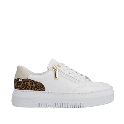 Rieker M1900-80 Ανατομικό Δερμάτινο Sneaker Λευκό / Λεοπάρ