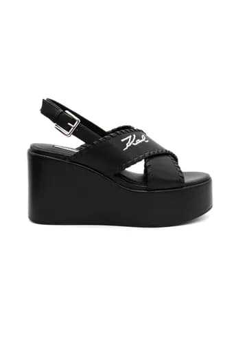 KARL LAGERFELD ΠΑΠΟΥΤΣΙΑ ΠΛΑΤΦΟΡΜΕΣ WENDY WHIPSTICH KROSS STRAP LOGO ΜΑΥΡΟ