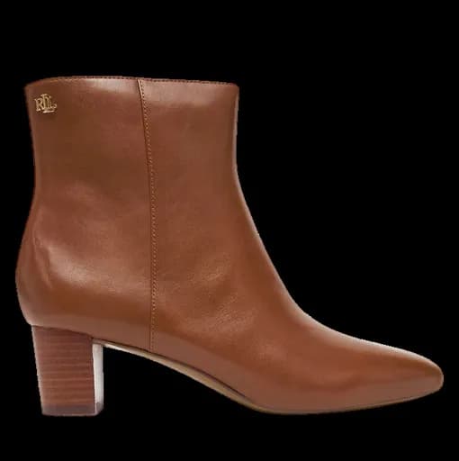 Γυναικείες Δερμάτινες Demi Μπότες Καφέ Ralph Lauren 802974503001-TAN