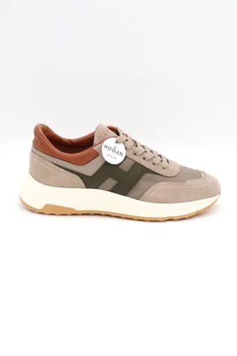 HOGAN ΠΑΠΟΥΤΣΙΑ SNEAKERS HYPERLIGHT ALLAC NUOVA ΔΕΡΜΑ ΜΠΕΖ-ΚΑΦΕ