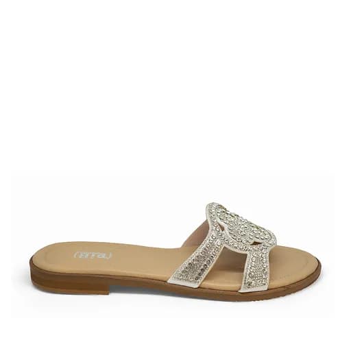 Bigshoes GA0208-04 Δερμάτινη Παντόφλα Ασημί