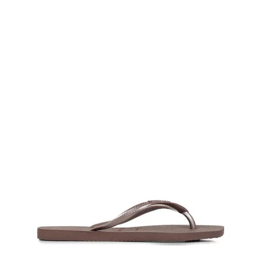 Σαγιονάρες γυναικείες Havaianas Καφέ Σκούρο 4148301-0727 Havaianas Slim Square 262