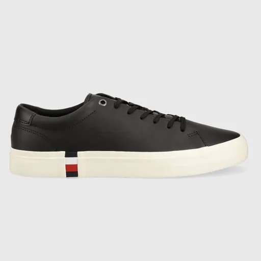 Ανδρικά Δερμάτινα Sneakers Tommy Hilfiger FM0FM04589 BDS Μαύρα