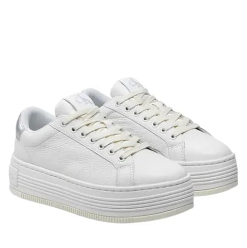 Γυναικεία Δερμάτινα Bold Flatform Sneakers Λευκά Calvin Klein YW0YW01632-0LC