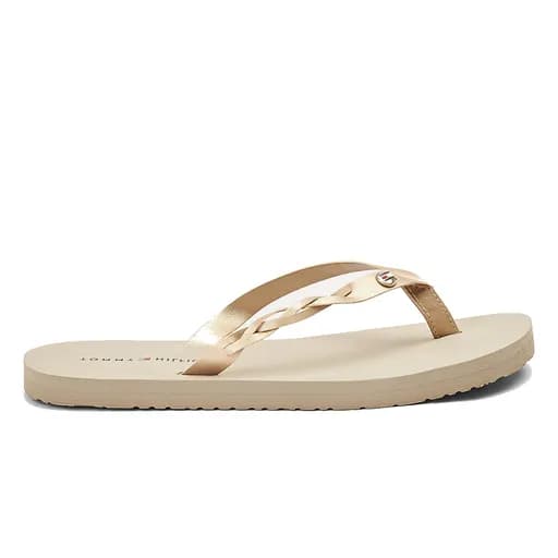 Γυναικείες Σαγιονάρες Tommy Hilfiger Metallic Braided Beach Sandal FW0FW04801 AEP Stone