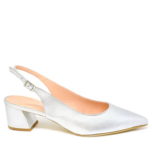 Bigshoes MX9123-04 Δερμάτινη Γόβα Ασημί 5.5cm