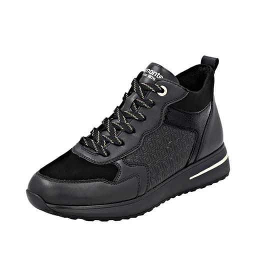 Remonte D1G71-00 Ανατομικό Δερμάτινο Μποτάκι Sneaker Μαύρο