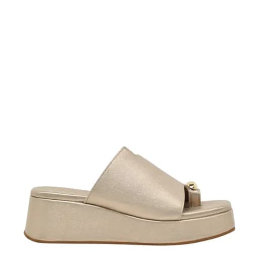 Γυναικείες παντόφλες/flatforms KOMIS&KOMIS C79 χρυσό δέρμα