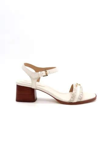 MICHAEL KORS ΠΑΠΟΥΤΣΙΑ ΠΕΔΙΛΑ MANDY MID SANDAL ΜΕΤΑΛΛΙΚΟ LOGO KΡΕΜ
