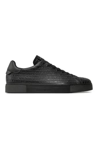 EMPORIO ARMANI ΠΑΠΟΥΤΣΙΑ SNEAKERS ALL OVER LOGO ΜΑΥΡΟ