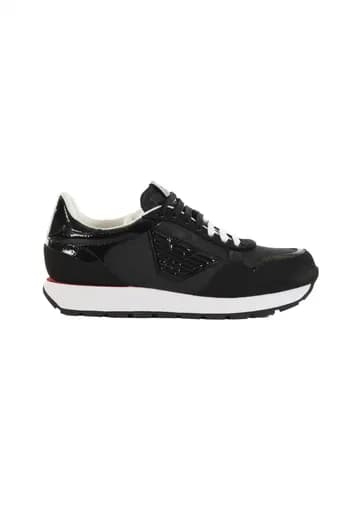 EMPORIO ARMANI ΠΑΠΟΥΤΣΙΑ SNEAKERS WOMAN ΛΟΓΟΤΥΠΟ ΑΣΠΡΟ/ΜΑΥΡΟ