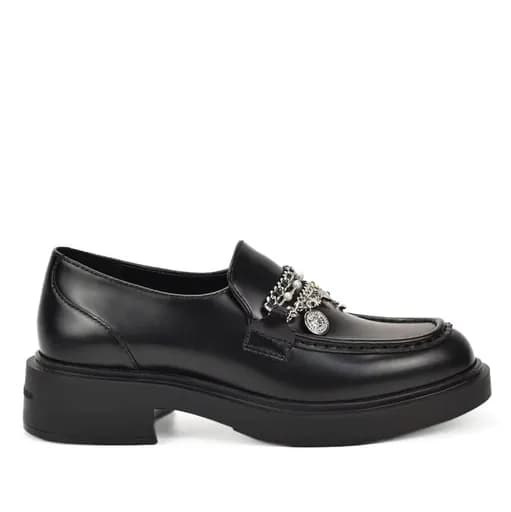 Γυναικεία Δερμάτινα Charm Trim Loafers Μαύρα Karl Lagerfeld KL41214-00S BLACK