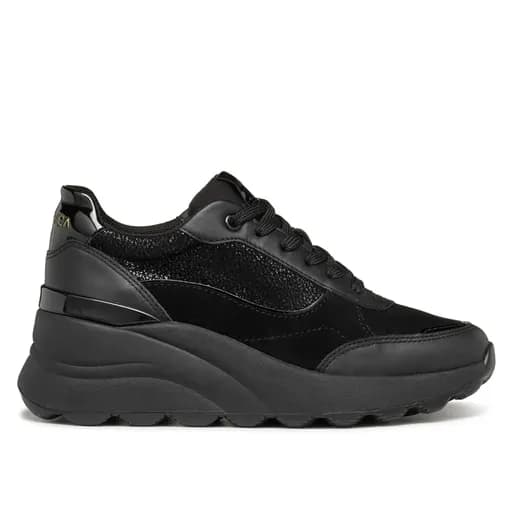 Γυναικεία Ανατομικά Δερμάτινα Sneakers Geox Spherica D45WAA 0JS85 C9999 Μαύρα