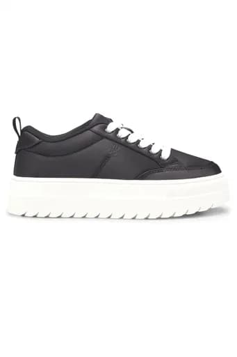 HUGO ΠΑΠΟΥΤΣΙΑ SNEAKERS LYSSA_TENN_ST ΜΕ ΟΨΗ ΣΑΤΕΝ ΜΑΥΡΟ-ΛΕΥΚΟ