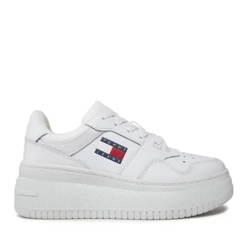 Γυναικεία Δερμάτινα Retro Basket Sneakers Λευκά Tommy Jeans EN0EN02506-YBS
