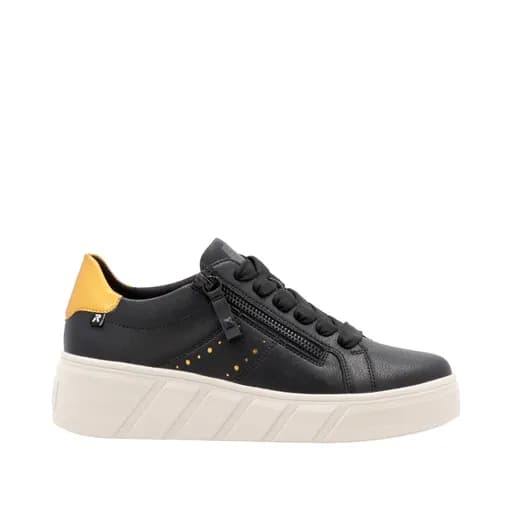 Rieker W0505-01 Ανατομικό Δερμάτινο Sneaker Μαύρο