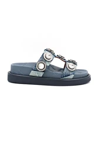 KURT GEIGER ΠΑΠΟΥΤΣΙΑ ΣΑΝΔΑΛΙΑ ΟRSON CRYSTAL TZIN DENIM ΜΠΛΕ