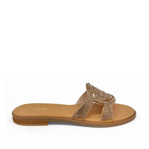 Bigshoes GA0208-37 Δερμάτινη Παντόφλα Ροζ Χρυσό