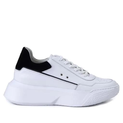 Ανδρικά Δερμάτινα Sneakers Makris X38 Λευκό Hard Black