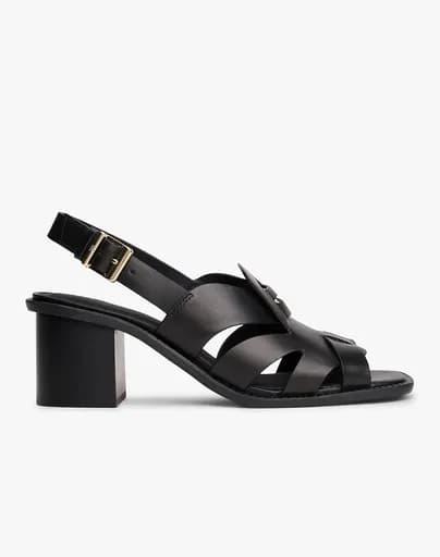 TOMMY HILFIGER CROSS BLOCKED HEEL SANDAL FW0FW09135-BDS Black