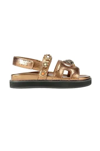KURT GEIGER ΠΑΠΟΥΤΣΙΑ ΠΕΔΙΛΑ EAGLE CUT OUT FLAT SLING XANTΡΕΣ ΣΧΕΔΙΑ LOGO ΜΠΡΟΝΖΕ