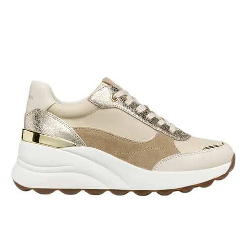 Γυναικεία Ανατομικά Δερμάτινα Sneakers Geox Spherica D65WAB 01122 C1S2L Μπεζ/Χρύσο