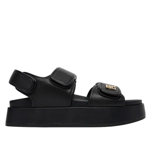 Γυναικεία Δερμάτινα Σανδάλια Tommy Hilfiger Platform FW0FW09119-BDS Μαύρα