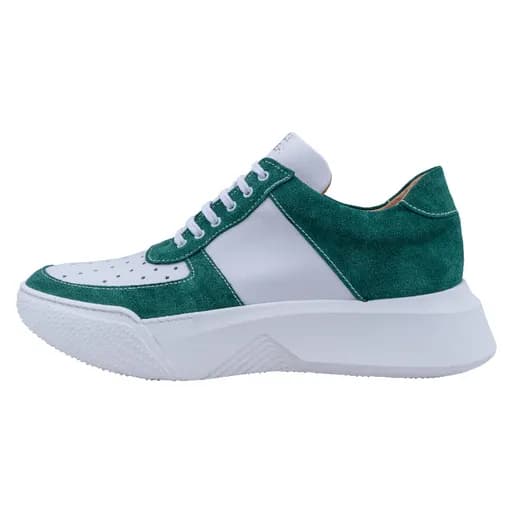 Designer Λευκα Sneakers με Πράσινες Σουέντ Λεπτομέρειες