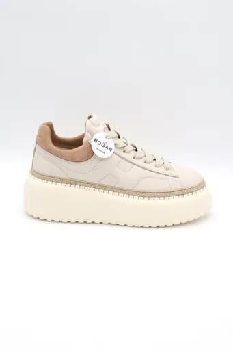 HOGAN ΠΑΠΟΥΤΣΙΑ SNEAKERS H-STRIPES H659 ALLACCIATO ΔΕΡΜΑ ΕΚΡΟΥ