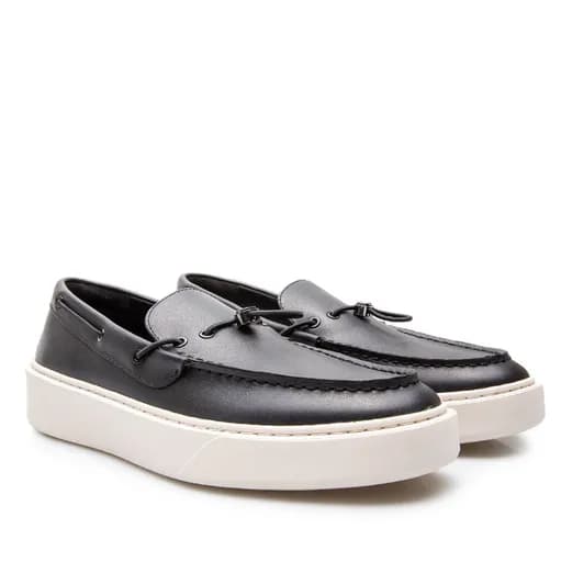 Ανδρικά Δερμάτινα Deck Slip On Loafers Μαύρα Karl Lagerfeld KL53314-000 BLACK