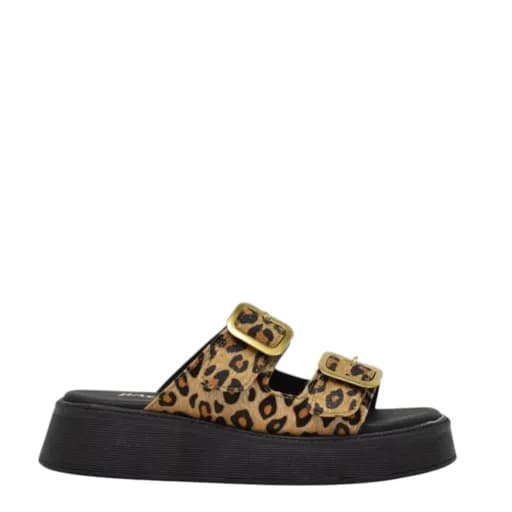 Γυναικείες παντόφλες/flatforms Ragazza 01236 λεοπάρ δέρμα