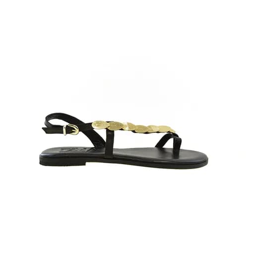 Γυναικεία σανδάλια Bacali Collection F6 μαύρο δέρμα