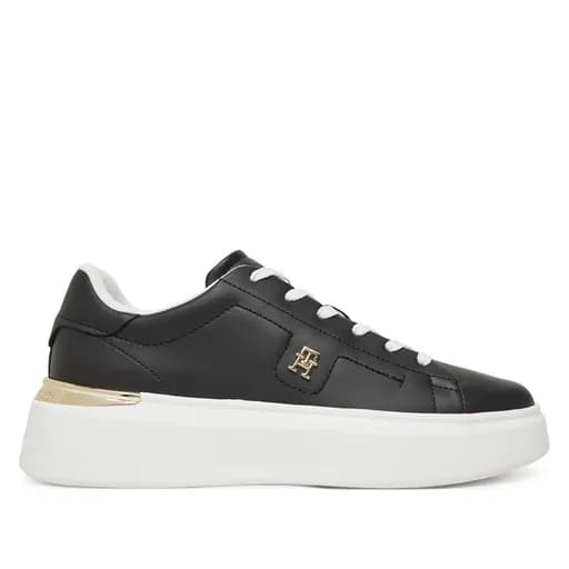 Γυναικεία Δερμάτινα Sneakers Tommy Hilfiger FW0FW08631 BDS Μαύρα